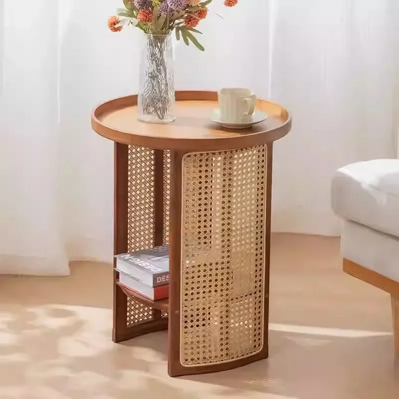 Rattan coffee table living room home sofa side table bedroom side table storage small table - Image 3
