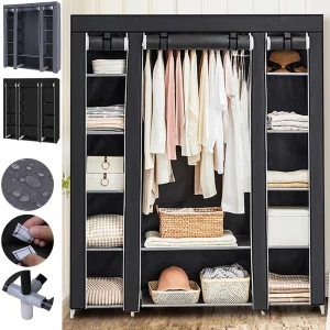 Portable Wardrobe Clothes Organizer Non-Woven Fabric Wardrobe Storage Cupboard for Bedroom 146 * 44 *175cm Storage Shelves