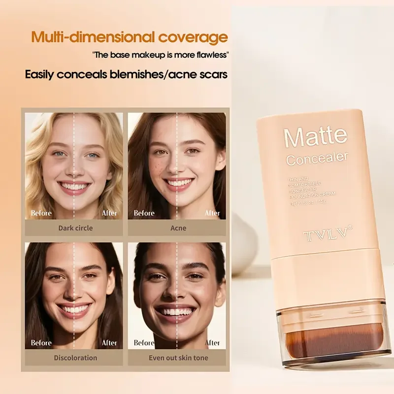 15g 2-in-1 foundation eraser double-ended concealer stick with brush head waterproof, natural makeup, long-lasting cream texture - Image 4