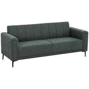 HOMCOM 3 Seater Sofa, Modern Fabric Couch with Channel Tufted