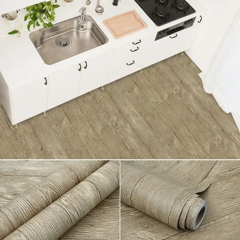 Peel and Stick Stickers Wood Grain Vinyl Floor Roll Stickers Waterproof Self Adhesive Floor Tile for Kitchen Bathroom Ground - Image 5