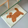 Striped puppy printed short fleece bathroom anti-slip mat, cute style door mat, indoor small carpet