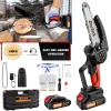 Mini Chainsaw 6 inch Cordless, 21V Battery 5000W Chain Saw for Branch Pruning with 3Ah Battery & 2 Chains for Wood Cutting