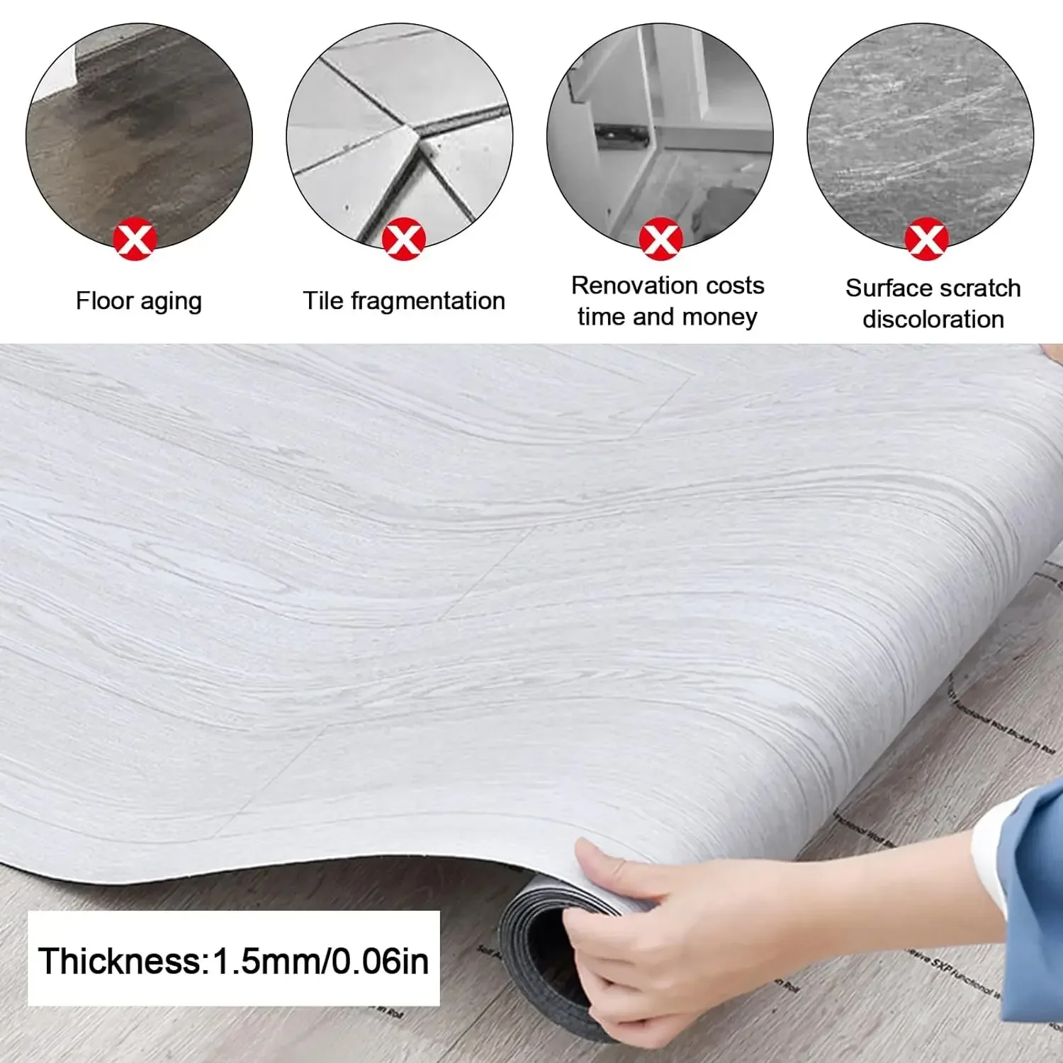 Thickened Self-adhesive 3D Wood Grain Floor Stickers 40CM SXP Waterproof Anti-Slip Wear-Resistant Home Decoration Floor Stickers - Image 2