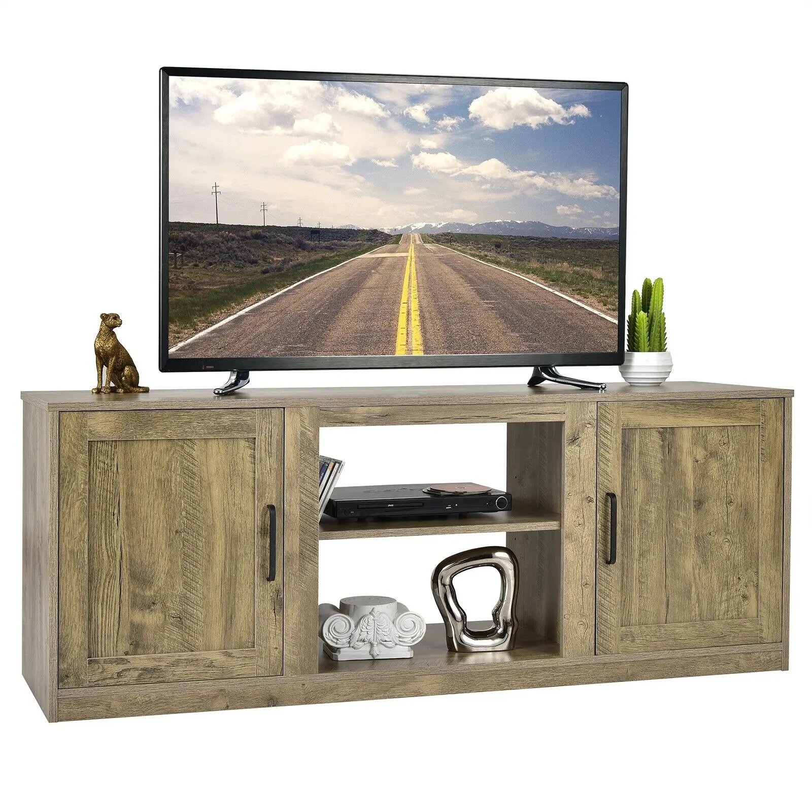 GOFLAME 58" TV Stand Entertainment Console Center W/ Storage Cabinets for 65" TV