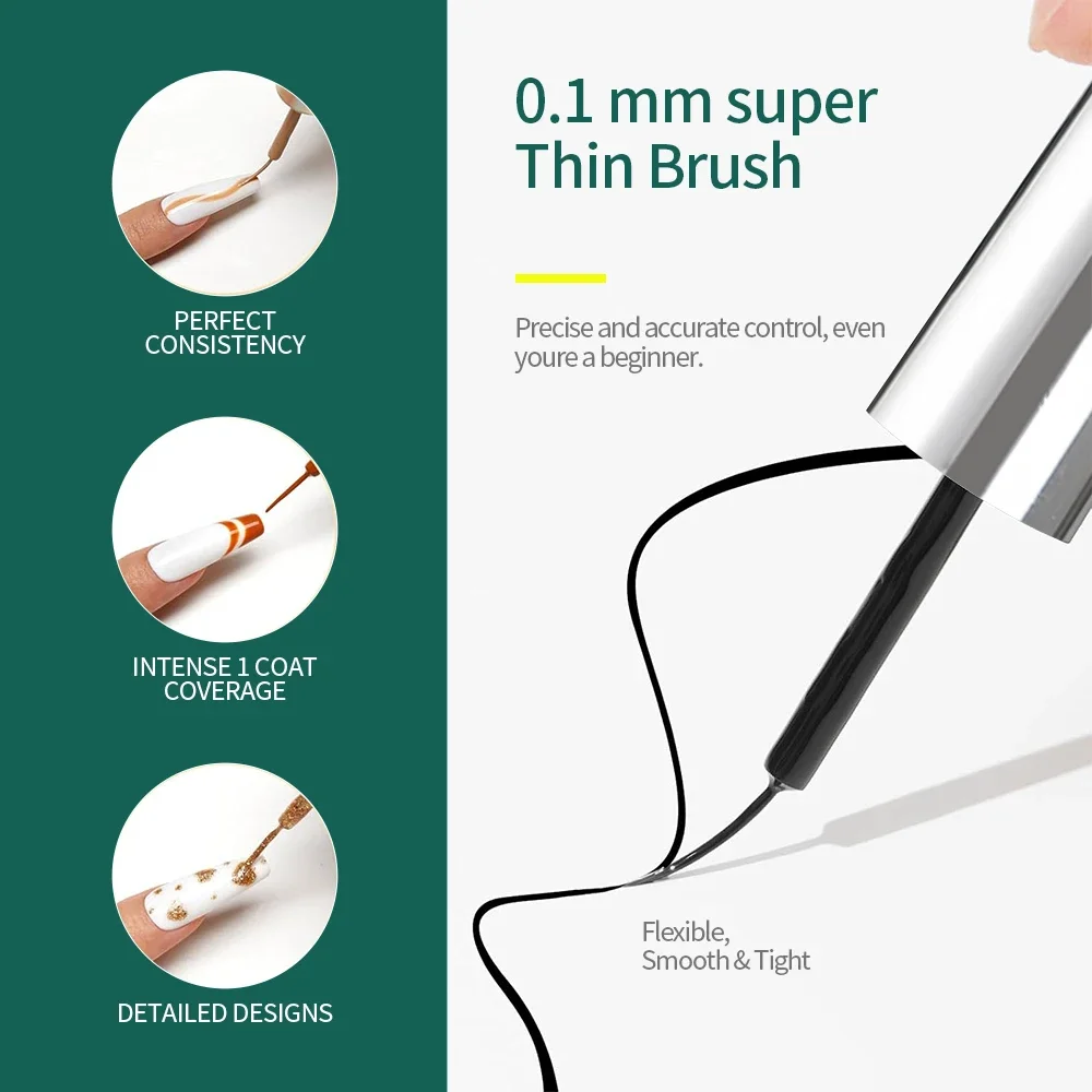 NAILPOP Gel Nail Polish Liner 8ML 5 Colors Nail Art Paint Gel for French Tips Swirls DIY Manicure Soak Off UV Cure with Brush - Image 5