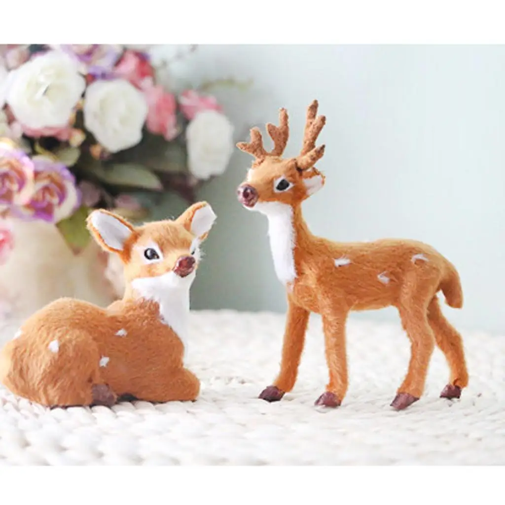 Deer Model Simulation Animal Miniature Figurine Home Decoration Ornament Polyethylene Material for Garden Display
