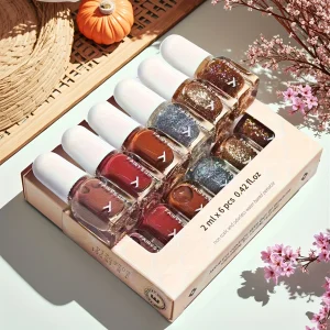 Set E Champagne Red Lips 6-Bottle Set Nail Polish No-Bake Quick-Dry Long-Lasting Peelable Water-Based Triple Color Nail Polish