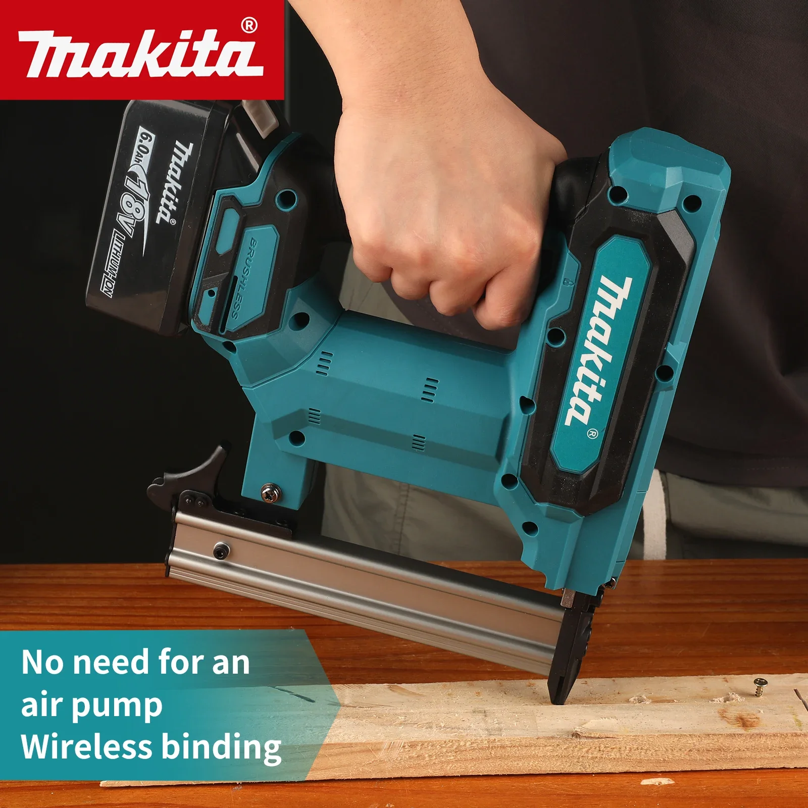Makita Lithium-Ion Nail Gun:18V, 6.0Ah Battery, 100-Nail Capacity, Cordless, Ideal for Flooring, Shelving & DIY Wood Projects - Image 4