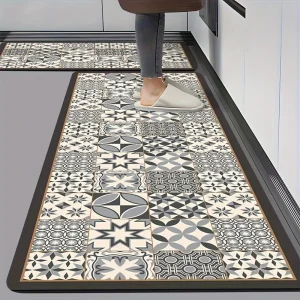 VIKAMA Kitchen Rug Waterproof, Oil-Resistant, Absorbent, Dust-Proof, Bathroom Entrance Hall Entry Door Carpet, Home Decoration