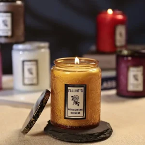 1 embossed glass cup aromatherapy candle smokeless aromatherapy candle suitable for home decoration, birthday, Valentine's Day g