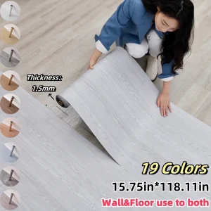 Vinyl Flooring Roll 15.7"W x 118"L/ 12.9 Sq.Ft, Peel and Stick Wall Tiles Vinyl Plank Flooring for Any Room, Easy DIY