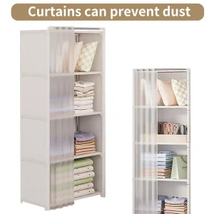 Wardrobe Rack For Storage Clothes, Garment Rack With Dustproof Cover, Portable Closet Organizer With Shelves, Non-Woven Wardrobe