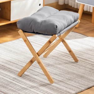 Foldable Sofa Stool Foldable Low Stool Foot Auxiliary Chair Shoe Stool X Legs & Thick Foam for Home Living Room Leisure Chair