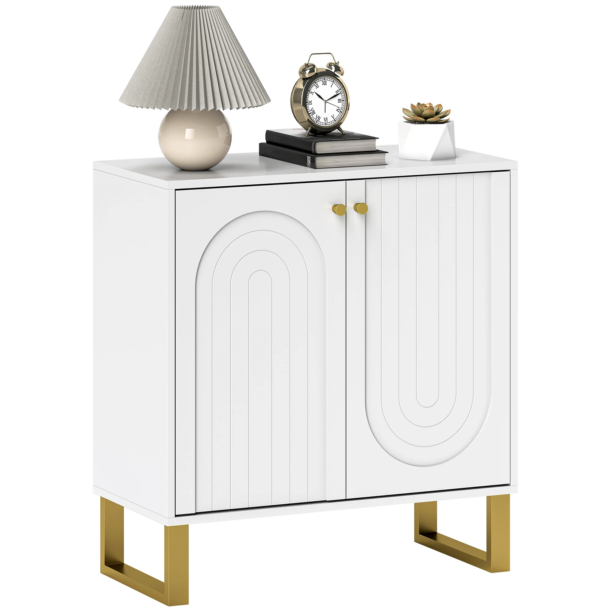 HOMCOM Sideboard with Adjustable Shelves & Doors for Living Room, White - Image 2