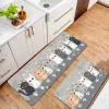 VIKAMA Cute Cartoon Cat Paw Print Floor Mat Non-Slip Kitchen Bathroom Mat Living Room Bedroom Entry Door Entrance Decoration