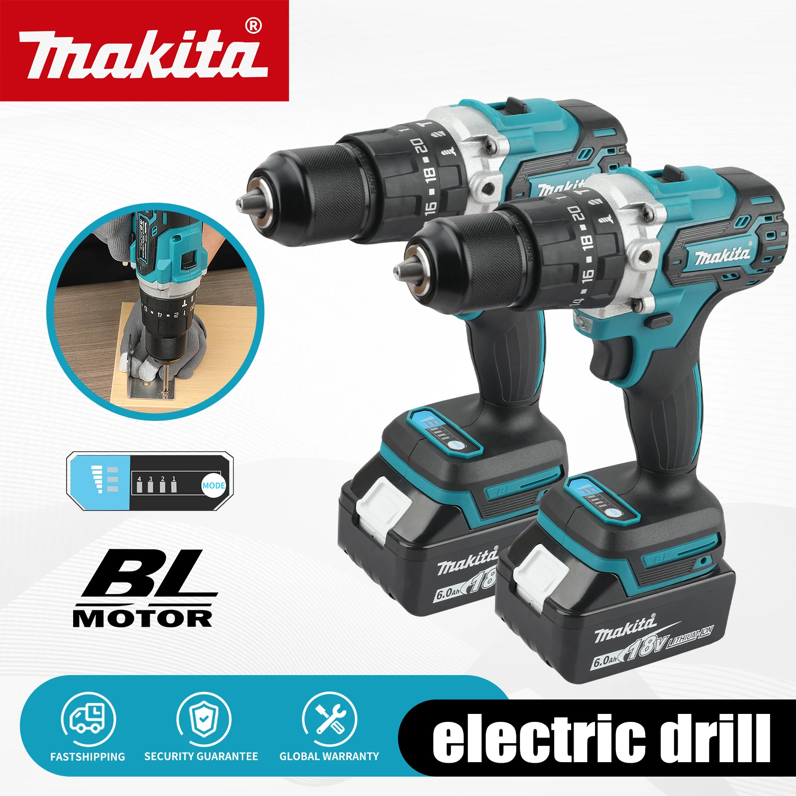 Makita 18V Brushless Drill Driver 60N.m Max Torque 20+1 Clutch 6.0Ah Battery Keyless Chuck for Home DIY & Construction Drilling - Image 2