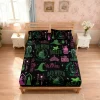 3pcs Magic Wicked Witch Printed Chipless Bed Sheet Set, Multi Size Soft Bed Cover, Bedroom Bedding Decoration