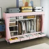 Portable Closet with Cover Foldable Covered Clothes Rack for Hanging Clothes Armoire Wardrobe Closet System Freestand