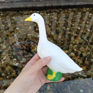 18cm Large White Goose Statue Resin Simulation Goose Yard Decoration Cute White Goose Sculpture for Home Garden Figurines Decor