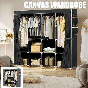 170*45*170cm Clothes Wardrobe Clothes rack folding clothes organizer wardrobe with fabric For dressing room portable Wardrobe