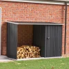 Voltsify Steel Outdoor Garden Storage Shed with Log Stacking Rack for Gardens Patios Garage