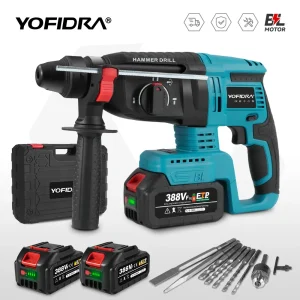 YOFIDRA 26mm Brushless Electric Rotary Hammer Cordless Multifunctional Impact Hammer Drill Power Tools For Makita Battery Pin