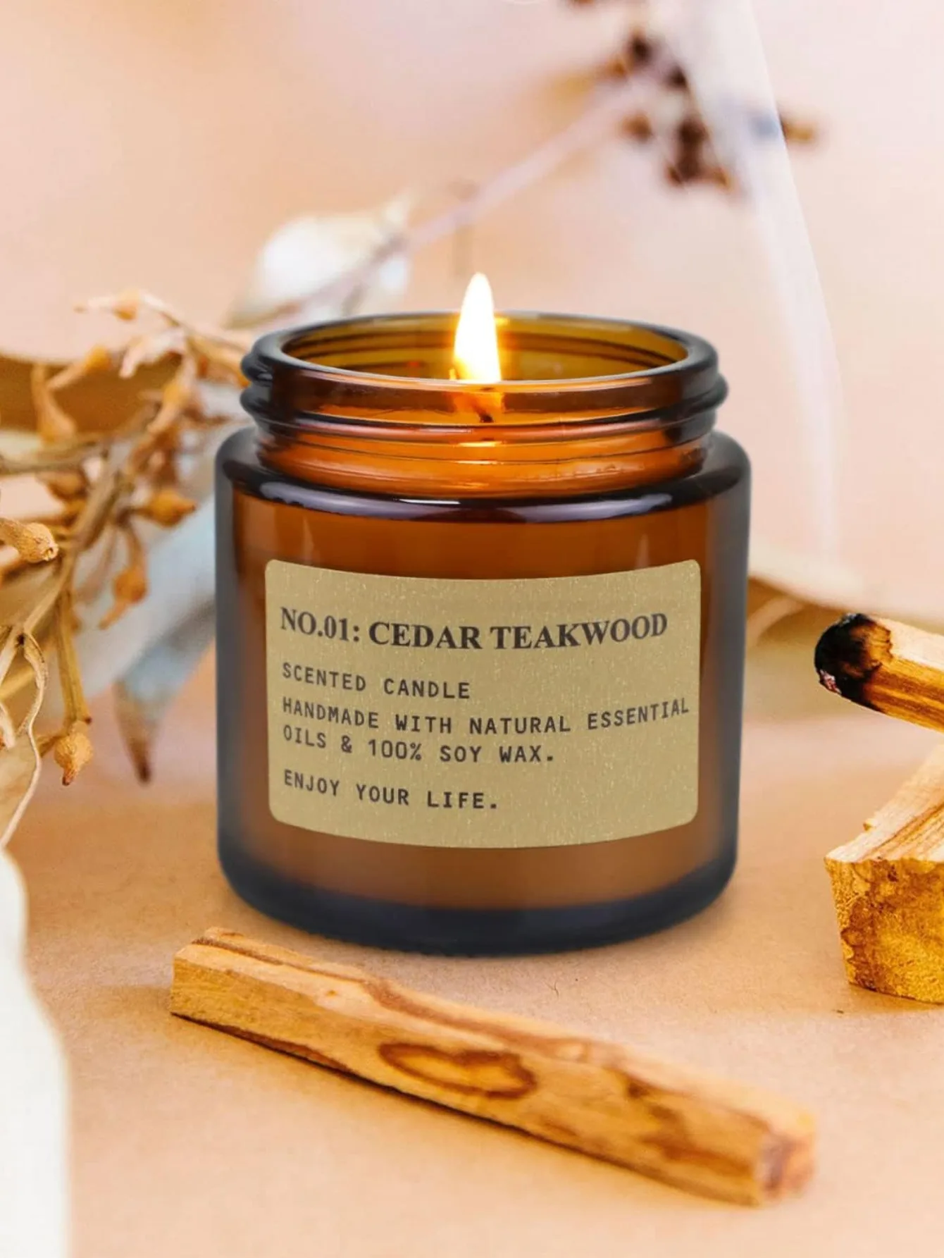 Natural soy wax aromatherapy candle, glass cup filled with smokeless fragrance, essential oil candle - Image 6