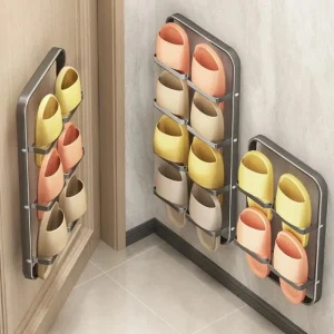Shoe Rack Behind Door Bathroom Wall Shelf Slippers Drain Rack Multi-layer Storage Shelves No Punching Household Rack Supplies