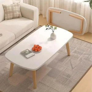 Wooden Foldable Coffee Table, Folding Low Study Table for Sitting on the Floor for Living Room Bedroom Small Spaces