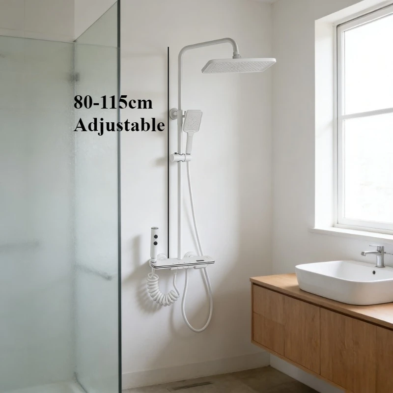 Intelligent Digital Brass Shower System Four Functions Bathroom Shower Faucet Set Temperature Display Rainlfall Shower Set - Image 6