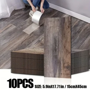 10pcs Pvc Imitation Wood Grain Floor Slats Moisture-proof and Waterproof 15x45cm Wall/Floor Sticker Wear-resistant Home Decor