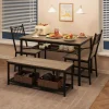 UK Dining Table Set for 4, Kitchen Table and 2 Chairs for 4 with Bench, 4 Piece Dining Table Set for Small Space, Apartment