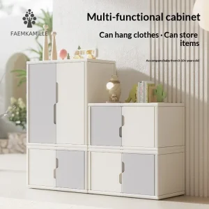 Kids Wardrobe Sliding Door Closet Storage Organizer Lockable Drawers Space Saving Child Safe Anti Tip Baby Wardrobe White