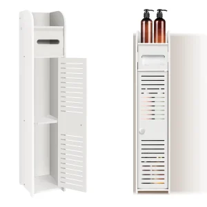 BRIEFNESS White Bathroom Cabinet Tall Slimline Shelf Bathroom Cabinet Bathroom Organiser Bedroom Cabinet Living Room Organiser