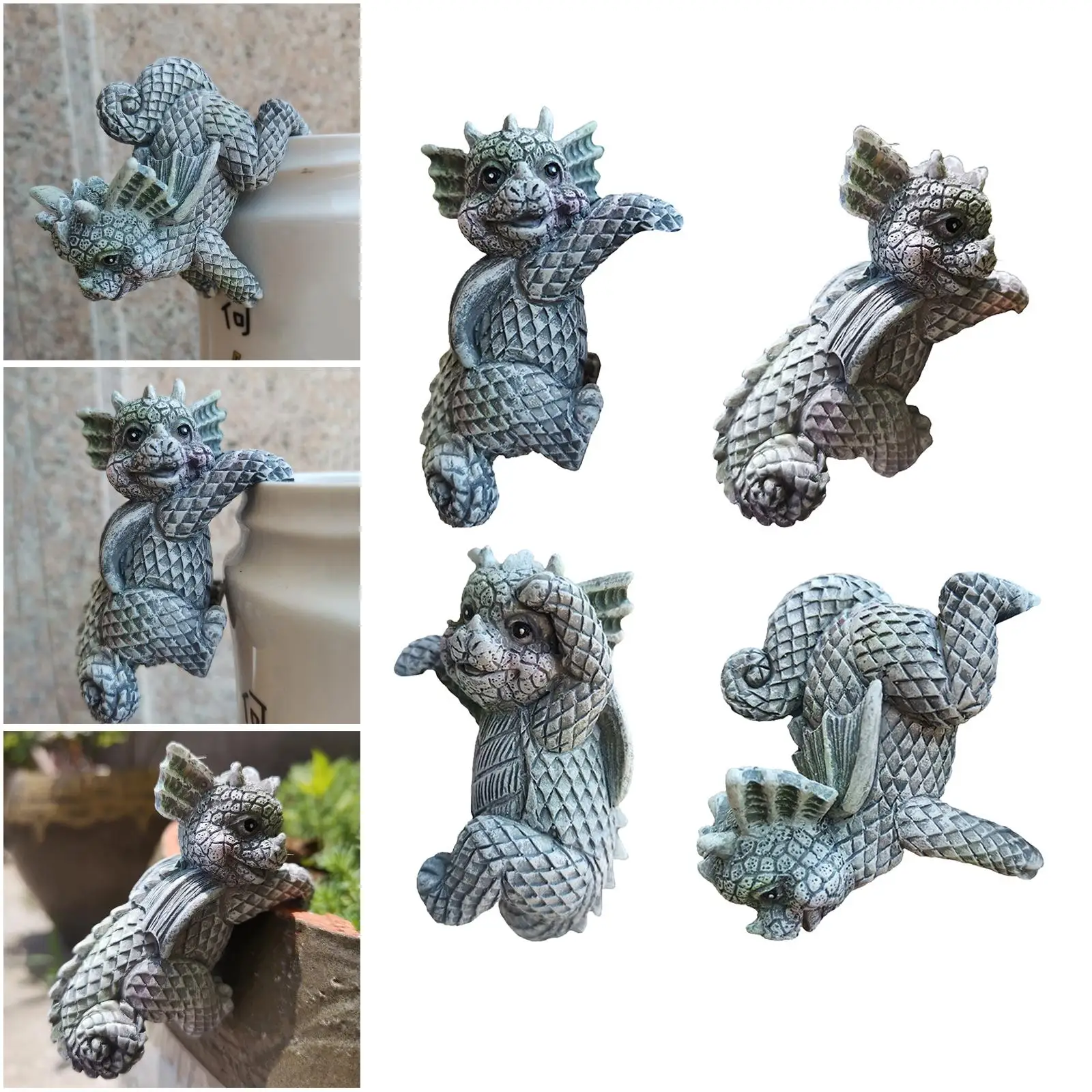 4pcs Resin Cute Garden Statue Decoration Flowerpot Hanger Sculpture Planter Computer Edges Hanging Figurine Dragon Ornament 4pcs Resin Cute Garden Statue Decoration Flowerpot Hanger Sculpture Planter Computer Edges Hanging Figurine Dragon Ornament