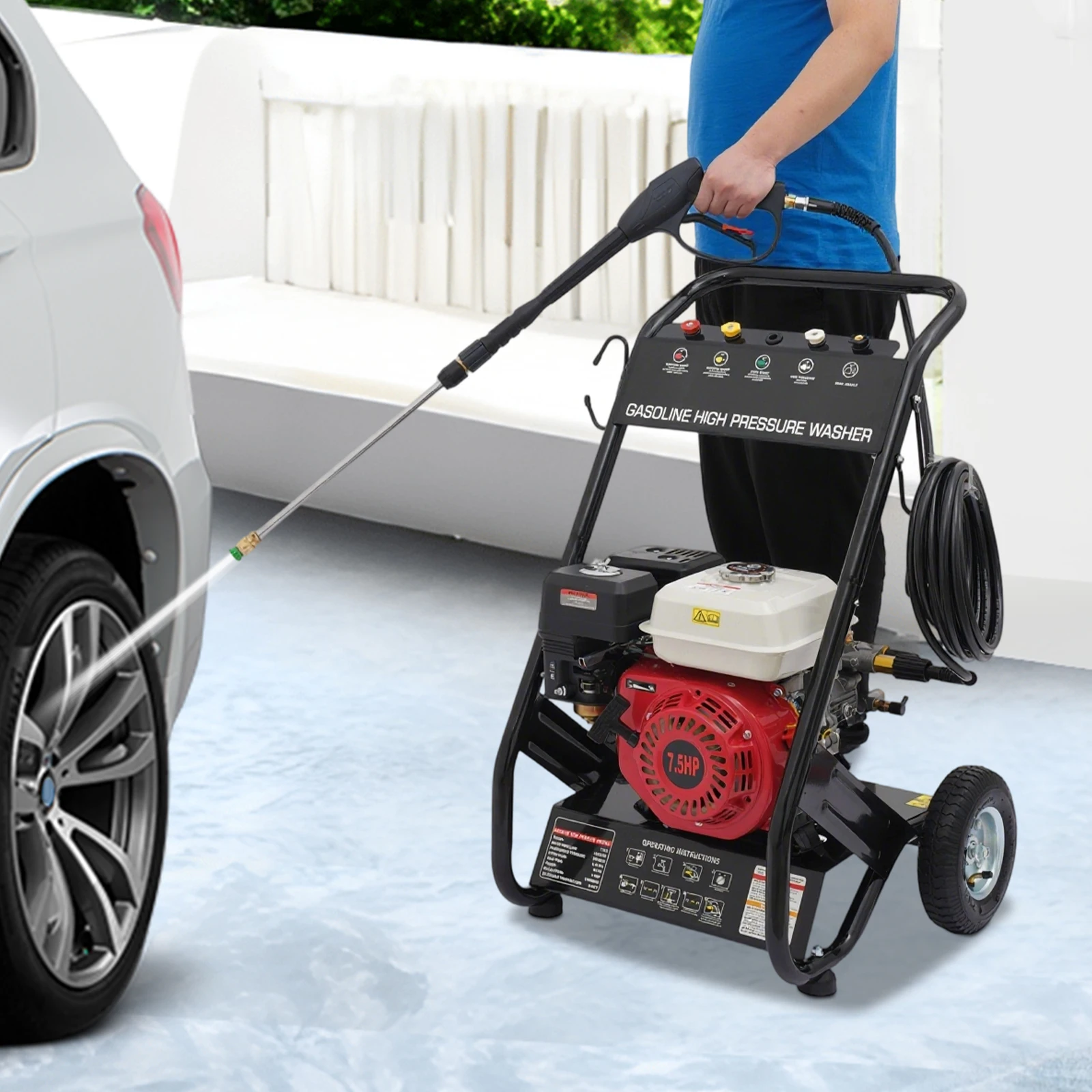 High-pressure Washer Gasoline Water Spray Gun, Pressure Dirt Cleaning Machine Courtyards Cleaner 7.5HP Powerful, 170-190Bar - Image 4