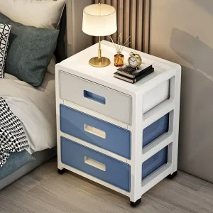 Modern Minimalist Style Bedside Table - a Portable Storage Rack That Saves Space, Equipped with 3 Drawers, Suitable for Bedrooms and Living Rooms. Simple Style, Suitable for Storing Clothes and Various Items in the Living Room.