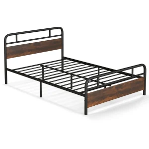 GOFLAME Double size Bed Frame Heavy-duty Platform Bed with Strong Metal Slats Support