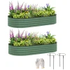 Outsunny Set of 2 Raised Beds for Garden, Outdoor Galvanised Planter Box with Plant Support Stakes, 181 x 93 x 30 cm, Green