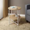 Small Round Coffee Table with 2 Tier End Table Bedside Table