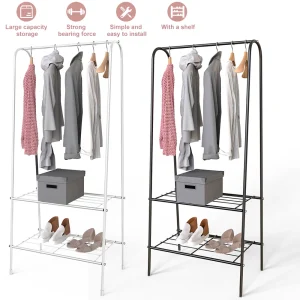 Carbon Steel Heavy Duty Clothes Rail, Multi-Functional Metal Garment Rack, Freestanding H type Storage Organizer, 60*36*153cm