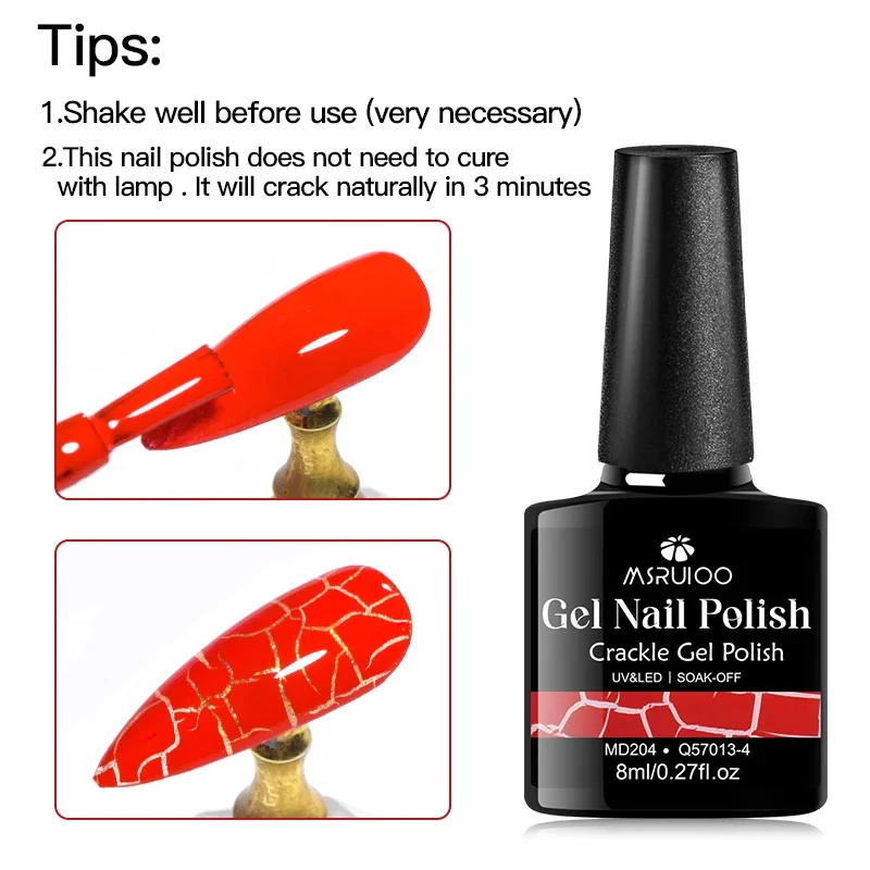 6pcs 8ml Crackle Gel Nail Polish Set Cracking Nail Gel Quick Dry Nail Art Varnishes Hybrid Semi Permanent Soak Off UV Gel Polish - Image 6