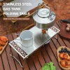 Outdoor Stainless Steel Folding Table Camping Barbecue Portable Multi-function Coffee Table Picnic Flat Gas Stove