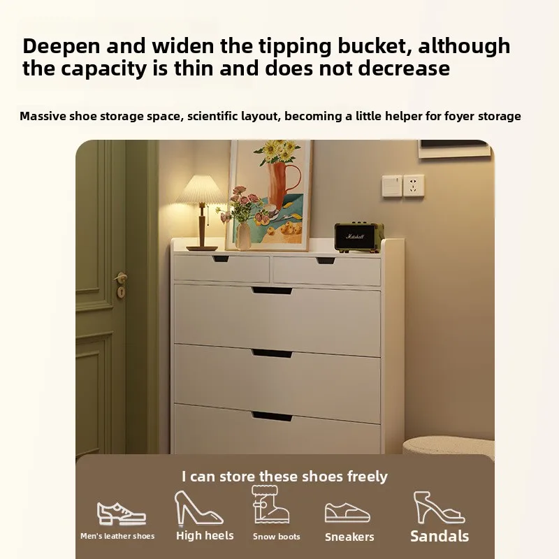Tipping bucket shoe cabinet, outer entry shoe rack, balcony, entrance cabinet, living room large-capacity storage cabinet - Image 3