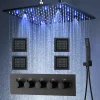 Bathroom Accessories 20Inches 500x500mm Rainfall SPA Massage LED Shower Head Set Constant Temperature Valve Mixer Faucet