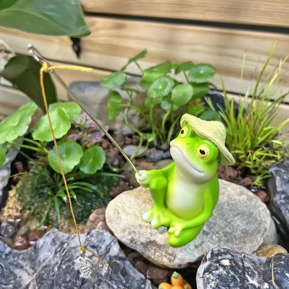 Gifts Garden Statue Garden Frog Statue Landscaping Cute Courtyard Decoration Frog Fishing Garden Accessories Panda Ornaments - Image 5