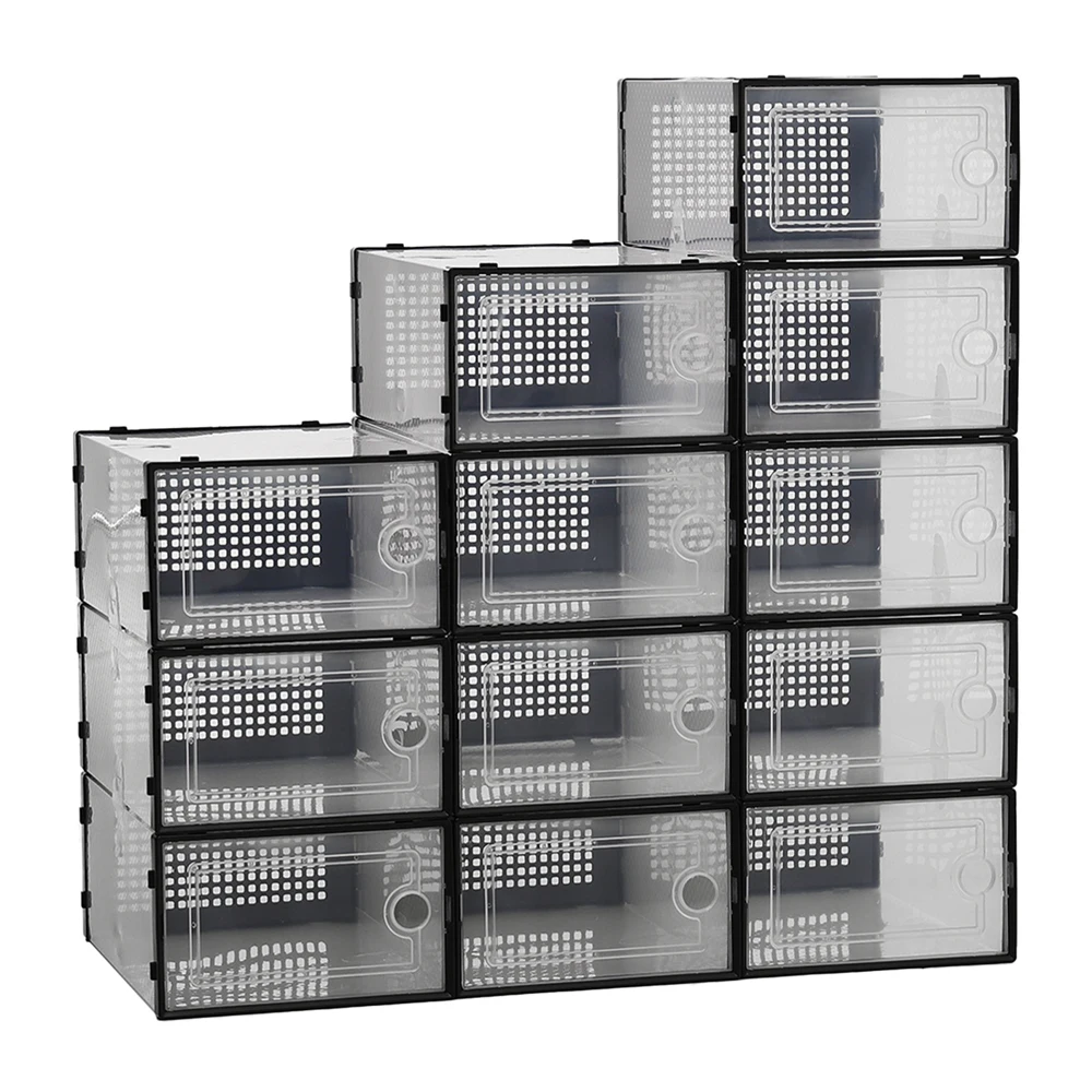 12x stackable transparent shoe box storage box multi-layer assembly storage rack shoe cabinet - Image 5