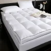 Double Bed Mattress Topper 10cm: Quilted Ultra Fluffy, Breathable Microfiber, Elastic Straps for Comfort & Restful Sleep