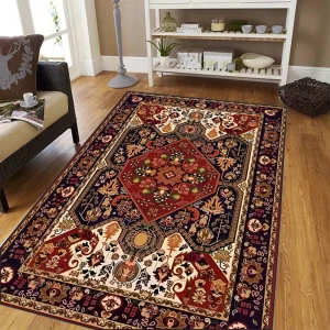 European Retro Floral Large Carpet for Living Room Luxury Persian Decor Rug Non-slip Bedroom Cloakroom Washable Soft DoorMat